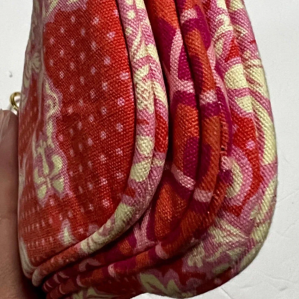 Contents by Allegro Set of 3 Pink, Orange & Cream Fabric Makeup, Travel Bags